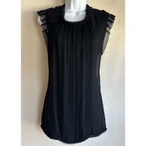 Vintage Lanvin Paris Black Silk Top L Luxury Designer Romantic Avant Garde Pleat